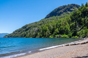 panoramic view of san martin de los andes lake, argentina