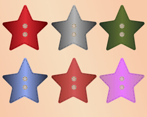 Set christmas star with buttons