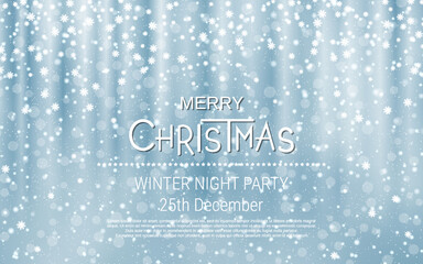 Christmas and New Year blue vector background with stars and snowflakes