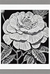 Linocut Flowers - Ink Illustration
