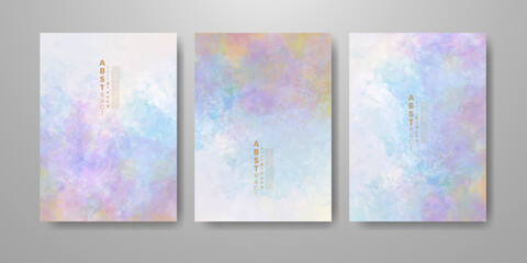 Set of cards with bright colorful vector watercolor background. Design for your date, postcard, banner.