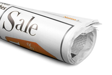Rolled Newspaper with Sale Word
