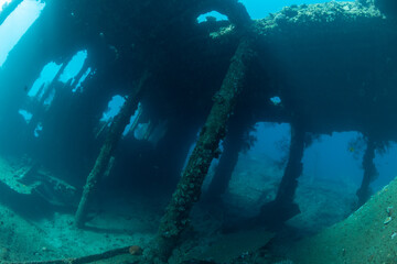 Submerged underwater construction, wreck