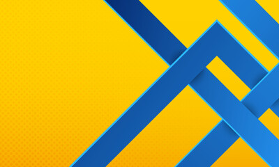 Abstract background. Minimal geometric lines. Bright design texture. Dynamic shapes composition. Yellow and Blue. Vector illustration.