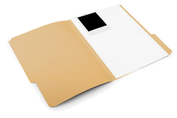 File Folder with Blank Pages and Polaroid