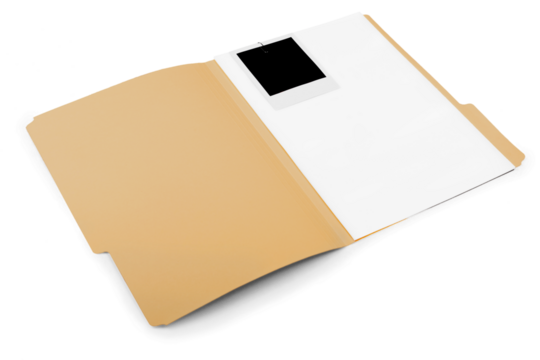 File Folder with Blank Pages and Polaroid