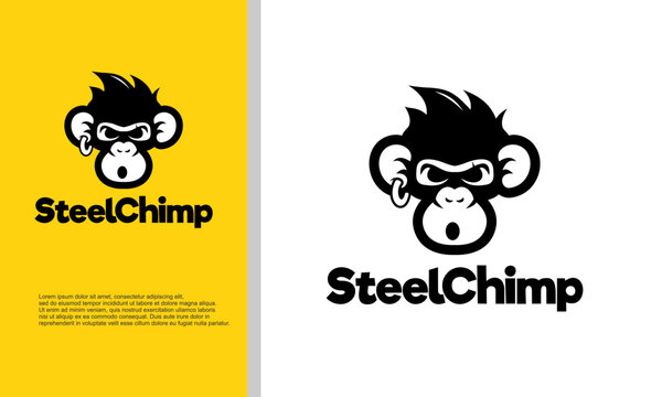 logo illustration vector graphic of chimpanzee face cartoon style.