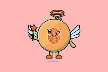Cute Cartoon Melon character in the form of fairy in 3d cartoon style concept