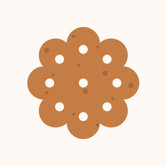 Flower gingerbread cookie. Christmas cookie vector flat illustration.