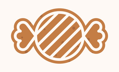 Candy shaped gingerbread cookie. Christmas cookies vector flat illustration.
