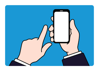hand to operate a smartphone, vector illustration
Tap, Swipe, operating white blanked smartphone 
