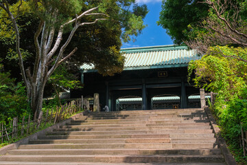 東京都文京区 湯島聖堂 杏壇門と参道の階段