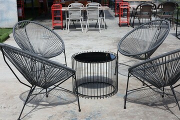 tables and chairs in a restaurant