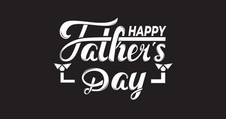 Happy Father's Day Calligraphy Script on the Black Background. Handwritten lettering text design. Holiday card. Vector illustration.