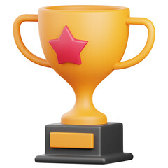 3D Render Trophy Icon, illustration isolated on white background, suitable for website, mobile app, print, presentation, infographic, and other projects.