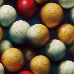 seamless soccer golden, white and red balls