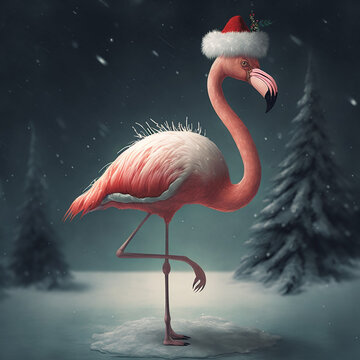 Ai generated Christmas flamingo 