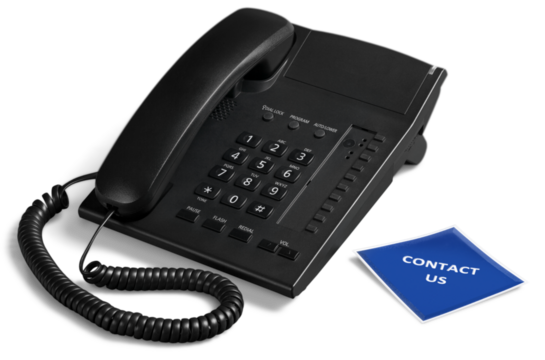 Telephone with Contact Us Paper