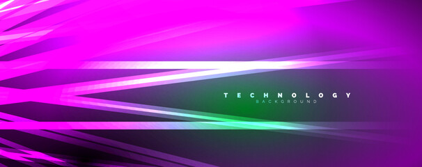 Neon shiny light abstract lines, light beams concept abstract background. Vector Illustration For Wallpaper, Banner, Background, Card, Book Illustration, landing page