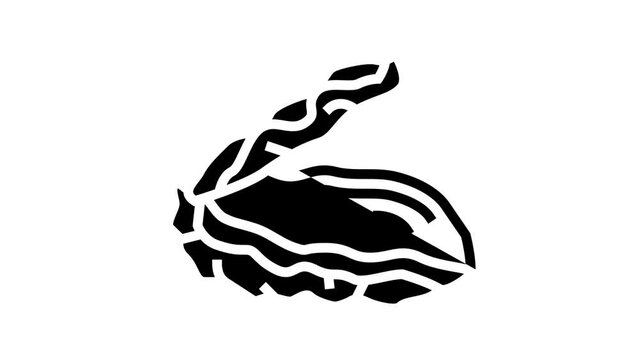 oyster opened shell line icon animation