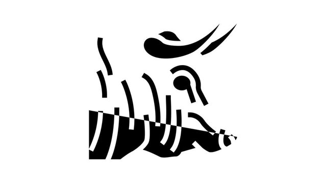 bull animal zoo glyph icon animation