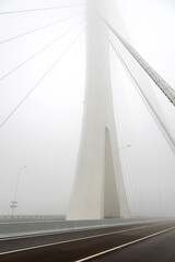 The bridge was shrouded in fog