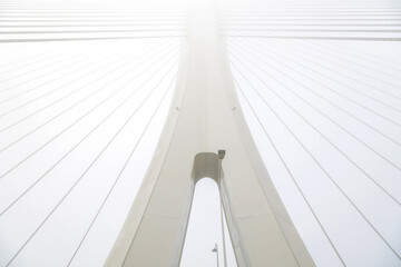 The bridge was shrouded in fog