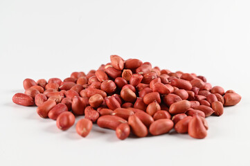 RED Peanuts in wooden Peanuts in a bowl isolated