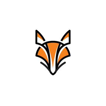 Fox Outline Logo Design. Fox Vector Illustration. Fox Icon