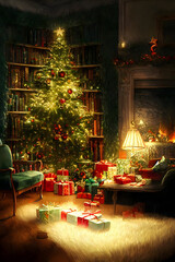 Christmas Living Rooms, Background for Decoration, Made by AI