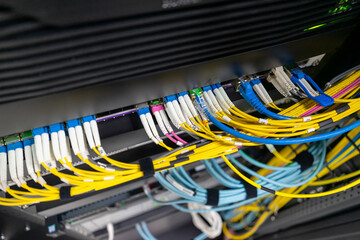 fiber optic with servers in a technology data center