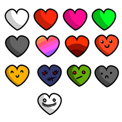 2D Cute and funny Heart icons