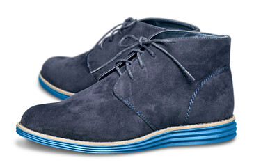 View of Suede shoes on background