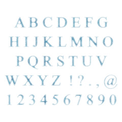 Winter English letters in the form of snowflakes on a black background