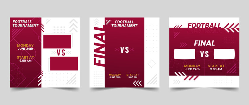Set of football social media vector template