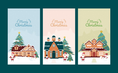 Merry christmas stories template vector illustration or social media stories template for christmas celebration vector element