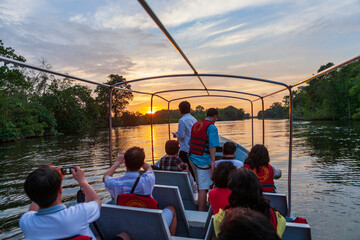 Tourists enjoying the trip on Weston wetland park, Sabah, Malaysia