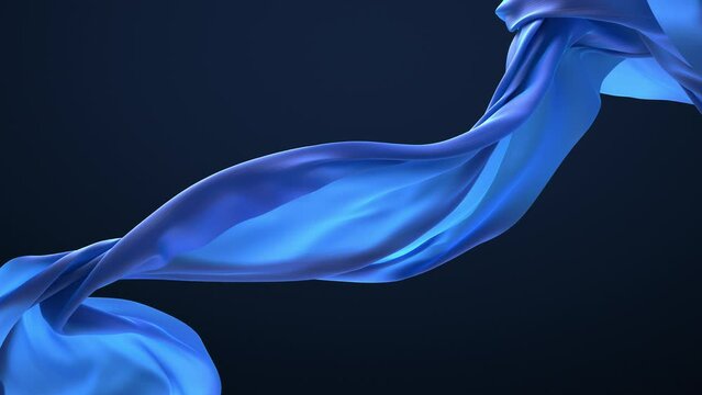 Blue colored cloth piece of fabric slowmo