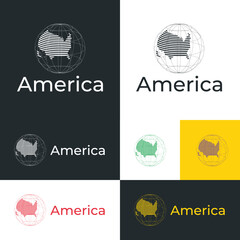 Creative America Vector Global Map Logo Template
