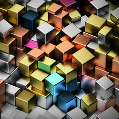 abstract background of metallic cubes, 