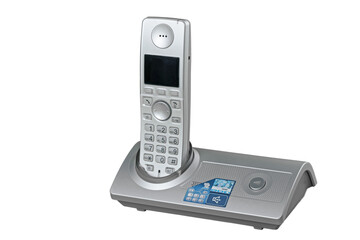 Radio silver phone on white background
