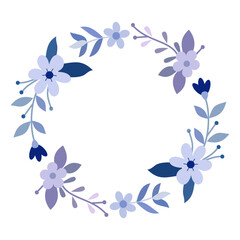 Illustration of round flowers wreath for romantic frame design. Minimalist floral for wedding invitation, text copy space and ornament
