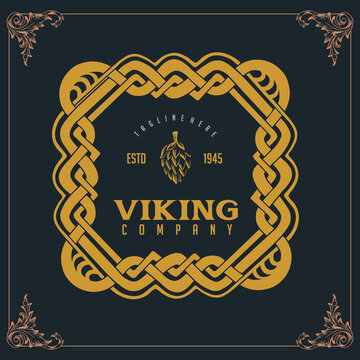 Elegant viking classic frame illustration Vector illustrations for your work Logo, mascot merchandise t-shirt, stickers and Label designs, poster, greeting cards advertising business company or brands