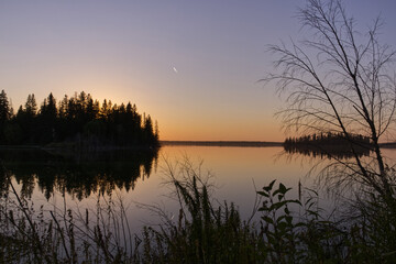 Fototapeta na wymiar Beautiful Sunset at Astotin Lake