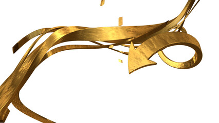 GOLDEN ARROW WITH WAVY LINES MODERN ORNAMENT 3D RENDER