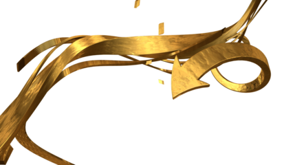 GOLDEN ARROW WITH WAVY LINES MODERN ORNAMENT 3D RENDER