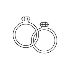 engagement ring line art icon. icon of ring with diamond on white background. Line Icon of wedding ring. vector illustration