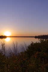 Naklejka na ściany i meble Beautiful Sunset at Astotin Lake