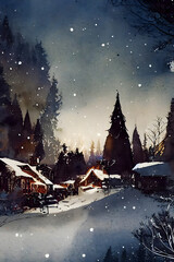Christmas Landscapes Backgrounds for Decoration, Made by AI