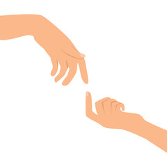 Hands finger touching each other, vector icon and illustration.